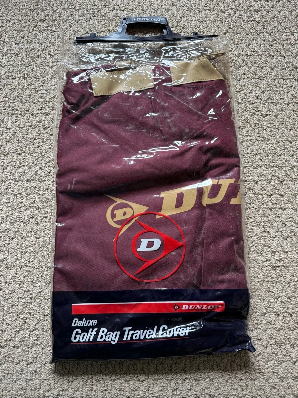 Dunlop Deluxe Golf Bag Travel Cover - Burgundy with Tan Accents
